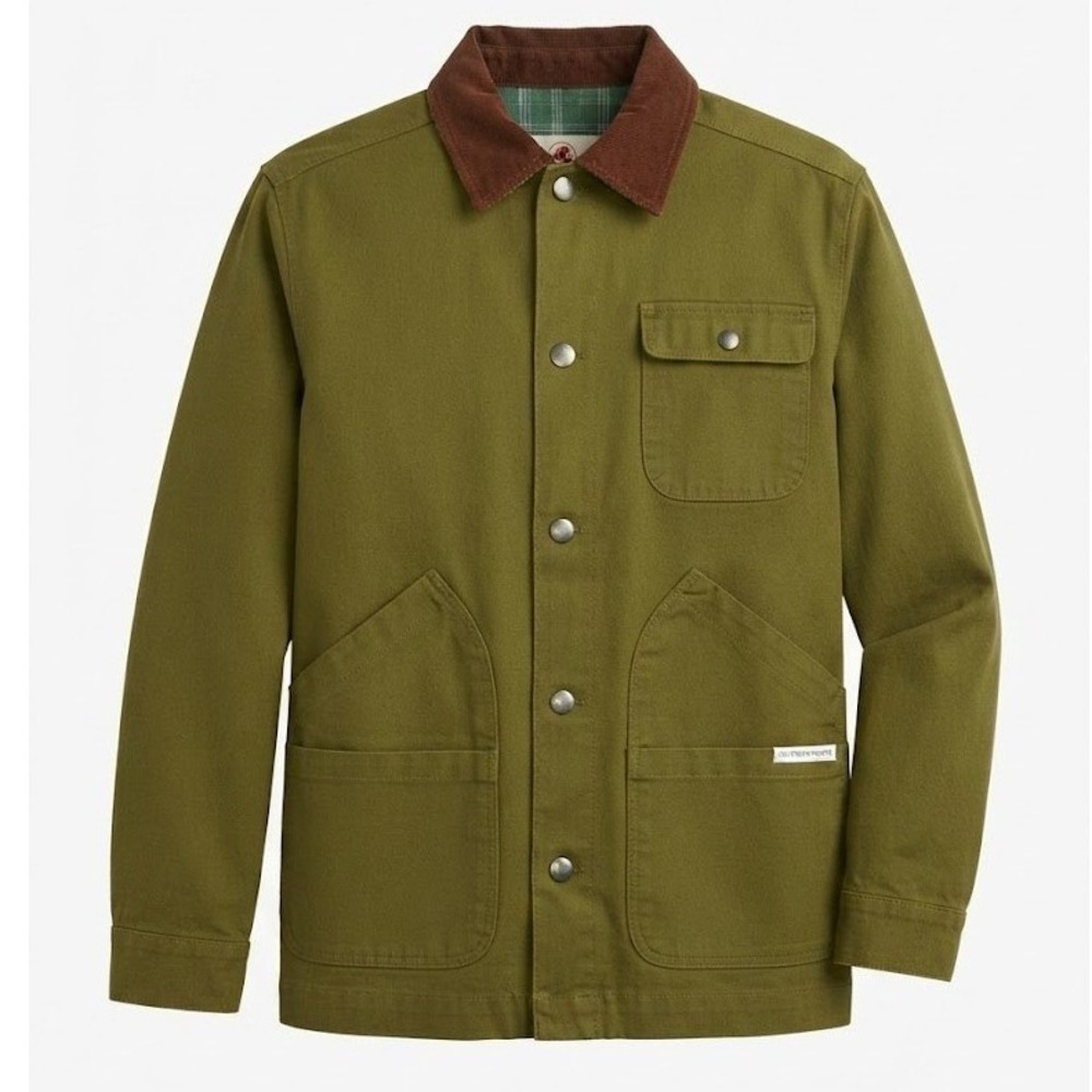 Southern Proper Bluff Barn Jacket Mens Medium Green Cotton Corduroy Collar Coat